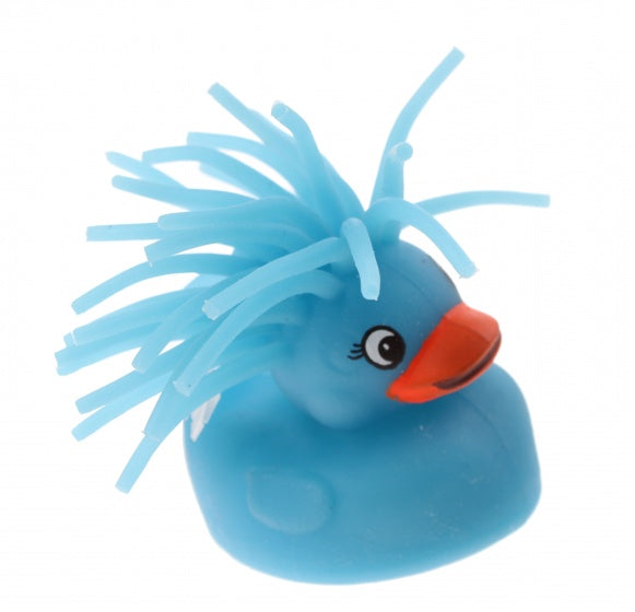 fluffy eend met licht 5 cm blauw