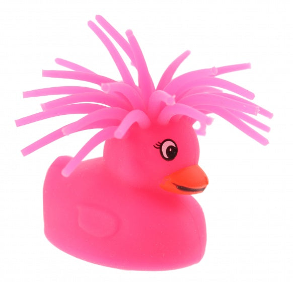 fluffy eend met licht 5 cm roze