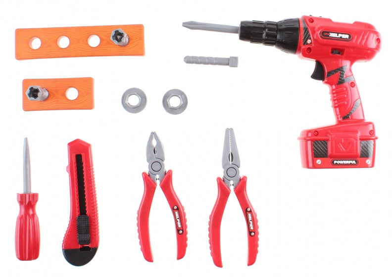 gereedschapset Good Helper 15-delig rood/zwart