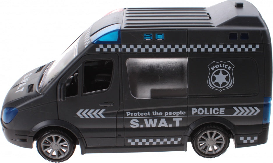 politiebus met licht en geluid zwart 21 cm