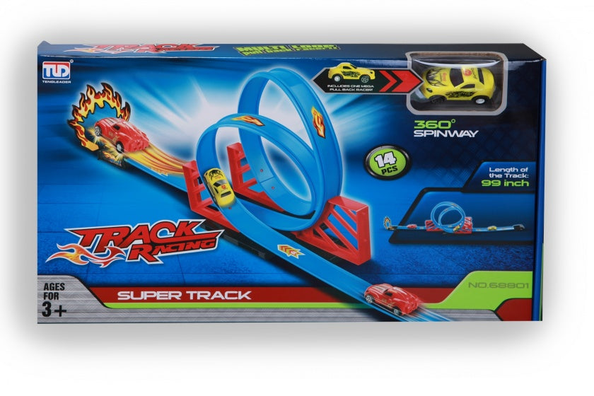 Lanceerbaan met looping set 250 cm blauw