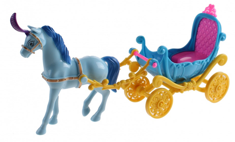 paard met koets Fashion Carriage 23 cm blauw