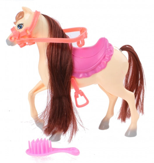 paard met zadel en hoofdstel crème 14