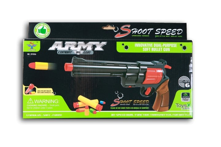 speelgoed revolver met munitie 35 cm zwart