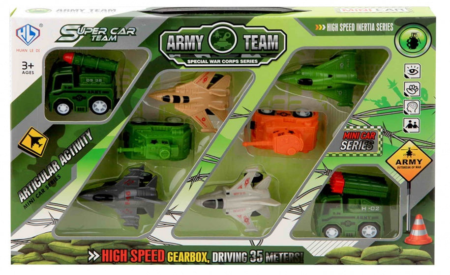 speelset Army Team jongens groen/grijs/bruin 8-delig