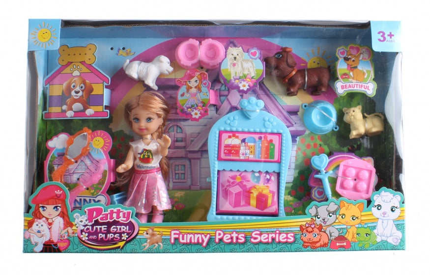 speelset Patty Cute Girl met dieren 12-delig