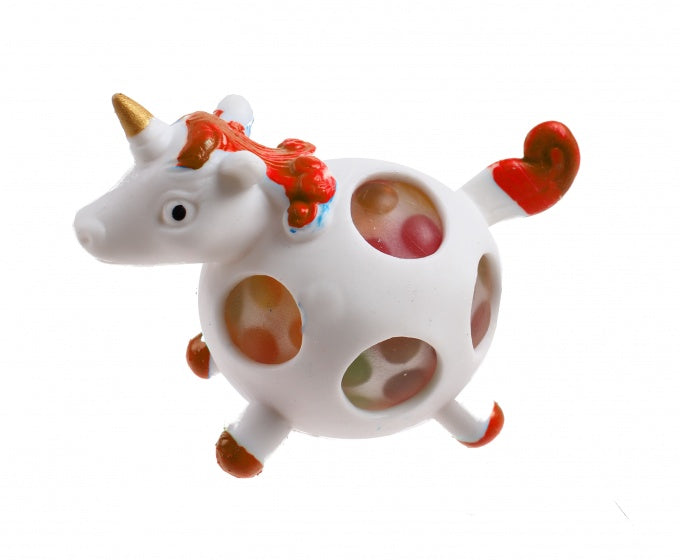 stressbal eenhoorn 9 cm wit/oranje