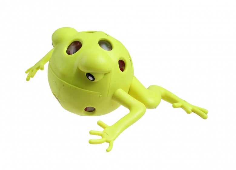 stressbal kikker 9 cm geel