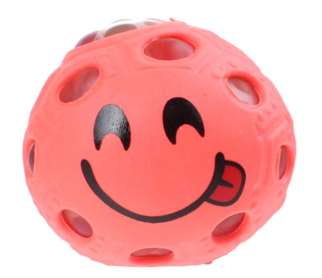 stressbal emoji junior 6 cm roze rubber
