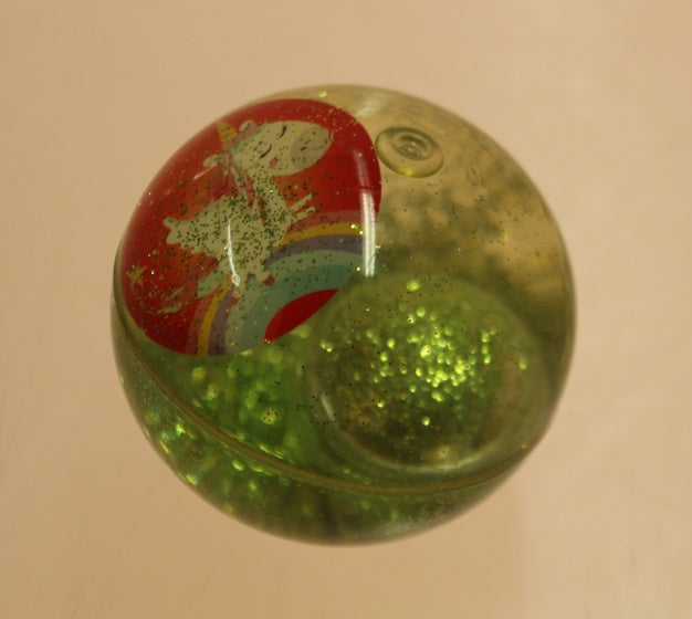 stuiterbal eenhoorn met water en glitters groen