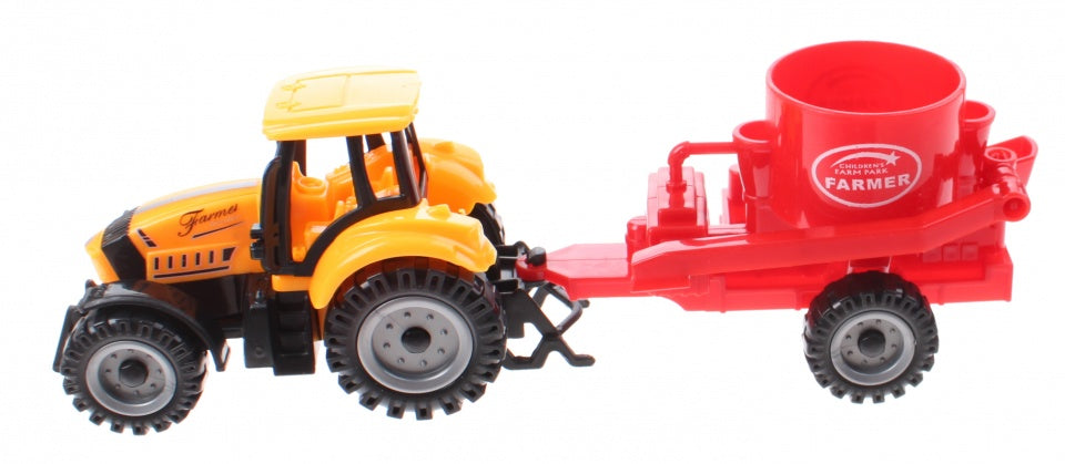 tractor met aanhanger jongens 19 cm geel/rood