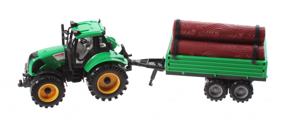 tractor met boomstammen 29 cm groen