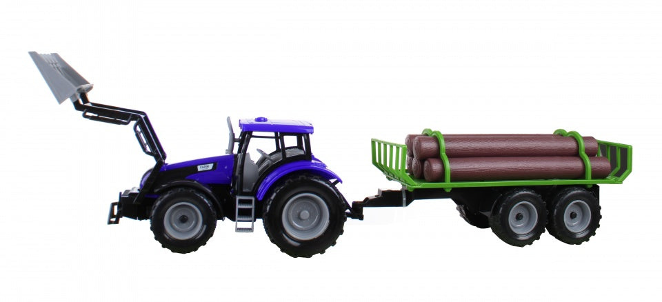 tractor met houtoplegger 48 cm blauw