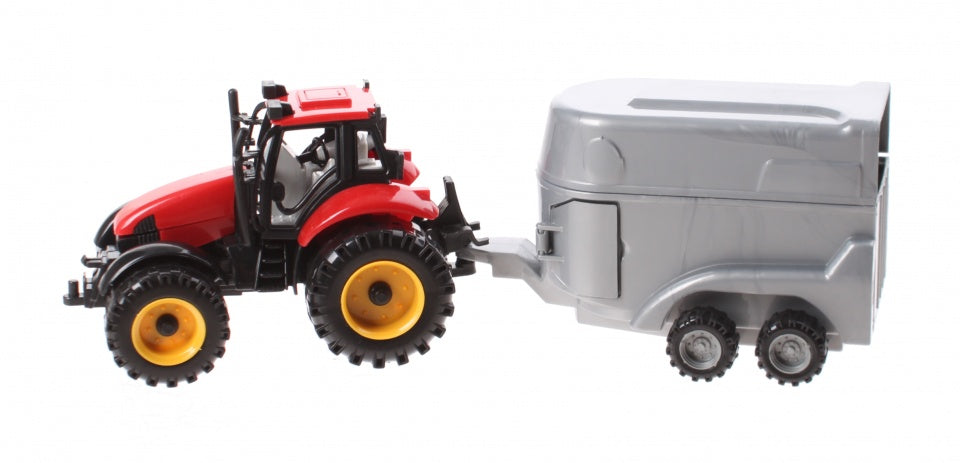 tractor met paardentrailer 29 cm rood
