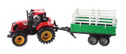 tractor met veewagen 29 cm rood