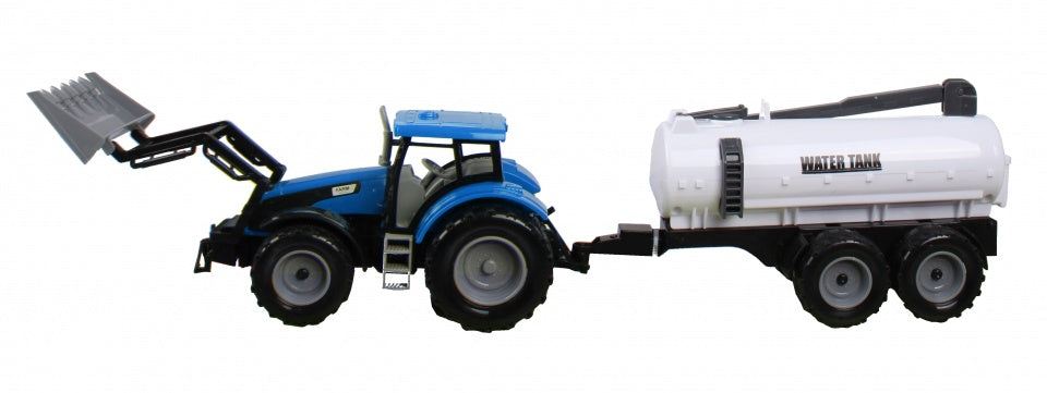 tractor met watertank 48 cm blauw