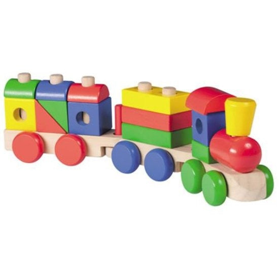 houten blokkentrein met wagons