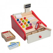 houten kassa met scanner