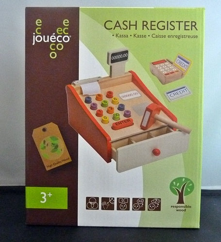 houten kassa met scanner