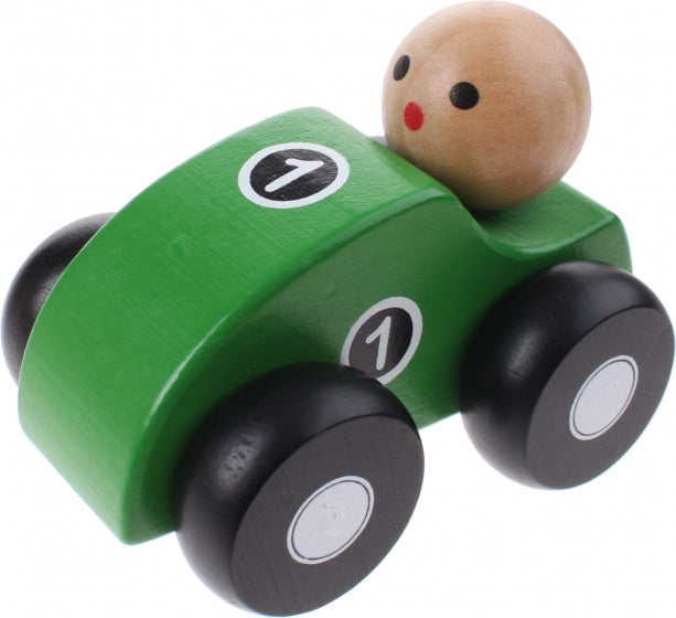 houten raceauto groen 10 cm