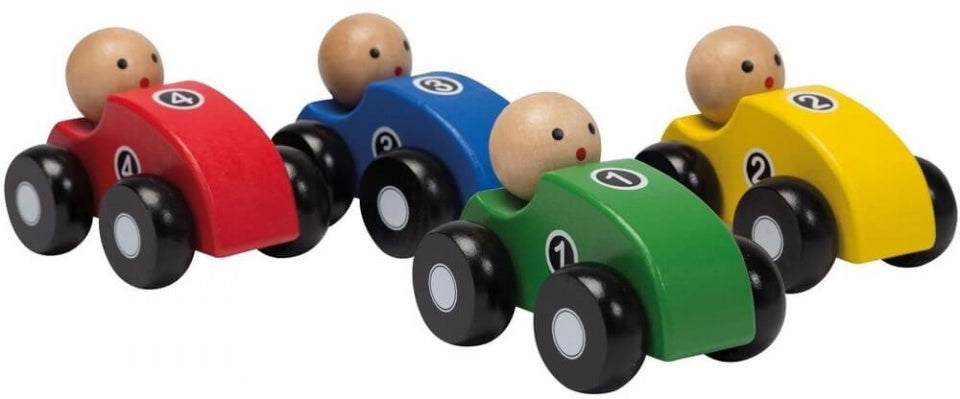 houten raceauto groen 10 cm