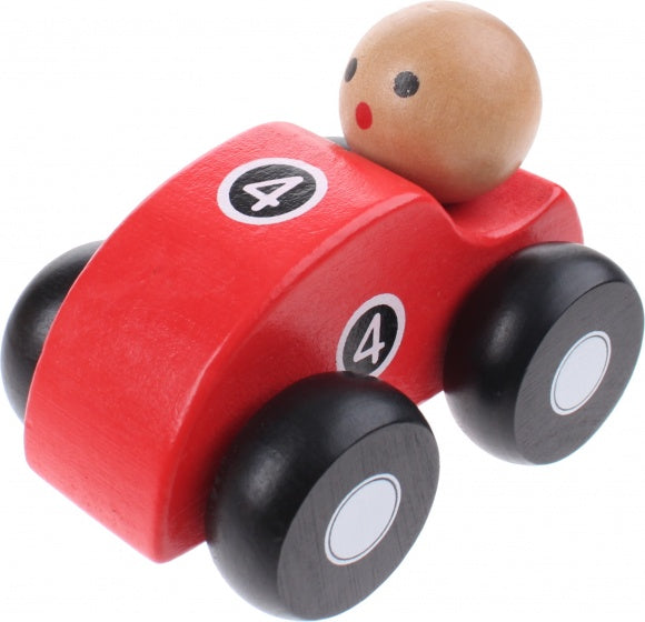 houten raceauto rood 10 cm