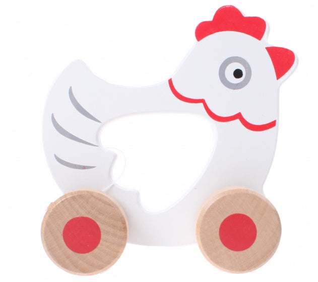 rollend dier kip 12 cm wit