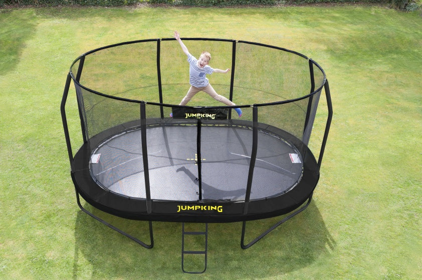 trampoline met net JumpPod Oval 396 x 274 cm zwart (2016)