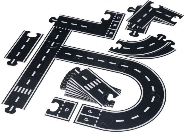 vloerpuzzel Snelweg/Spoorweg junior zwart 23-delig
