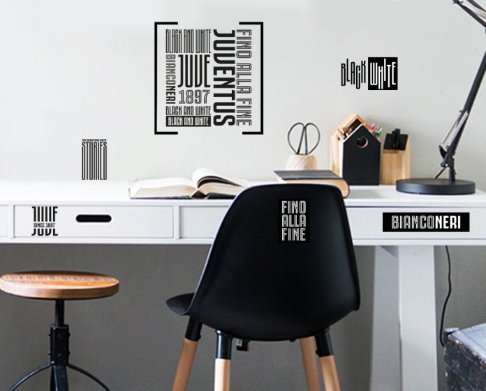 muursticker Graphic 2 stickervellen zwart/wit