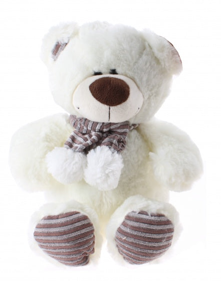 knuffelbeer met sjaal 28 cm wit