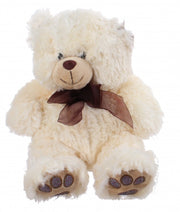 knuffelbeer met strik wit 35 cm
