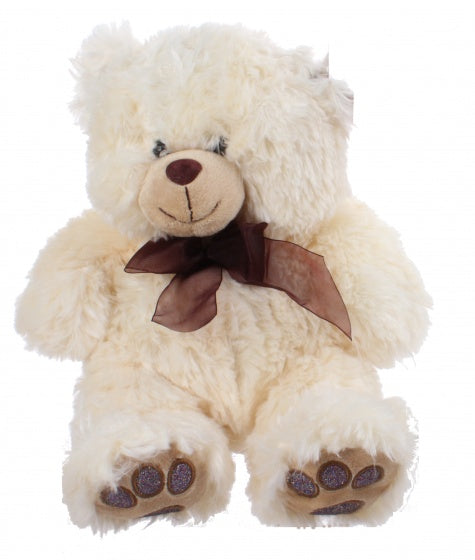 knuffelbeer met strik wit 35 cm