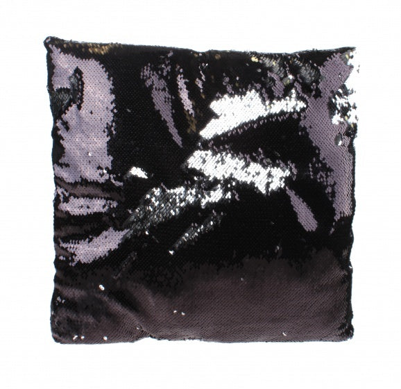 kussen met pailletten zwart zilver 30 cm