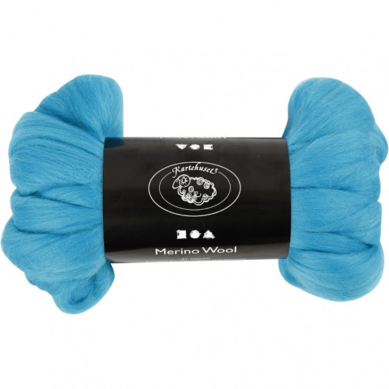 wol Merino 21 micron turquoise 100 gram per bol
