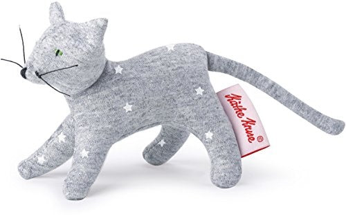 Mini stoffen kat grijs 12 cm