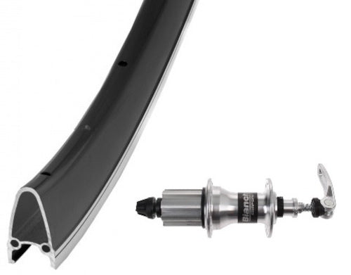 achterwiel 28 inch aluminium 28G 9/10 speed zilver/zwart