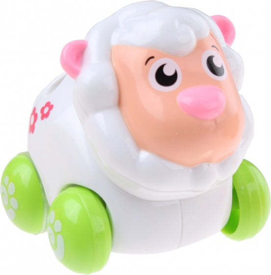 babyschaap op wielen wit
