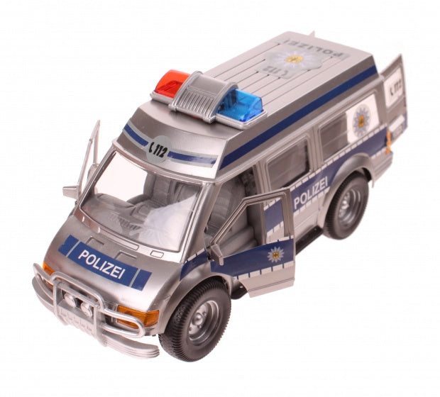 politieauto met frictiemotor 25 cm grijs