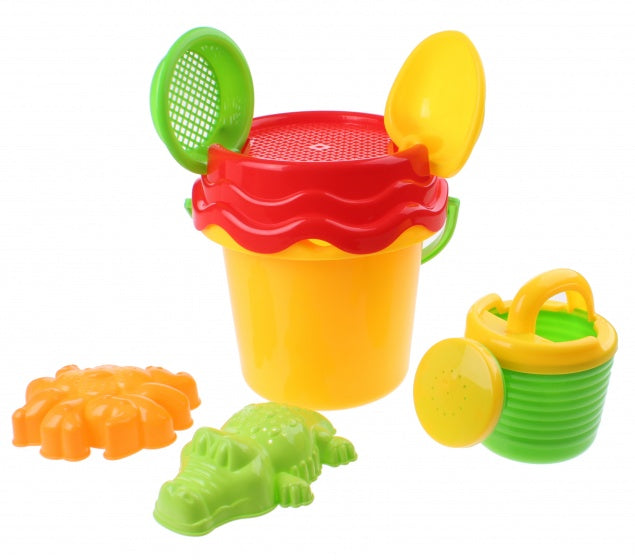 strandset emmer met accessoires geel/rood 7-delig
