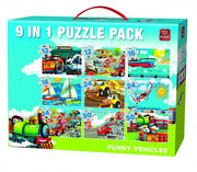 legpuzzel 9-in-1 Funny Vehicles 12-50 stukjes