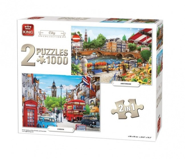 legpuzzel City Illustrated 2 puzzels 1000 stukjes