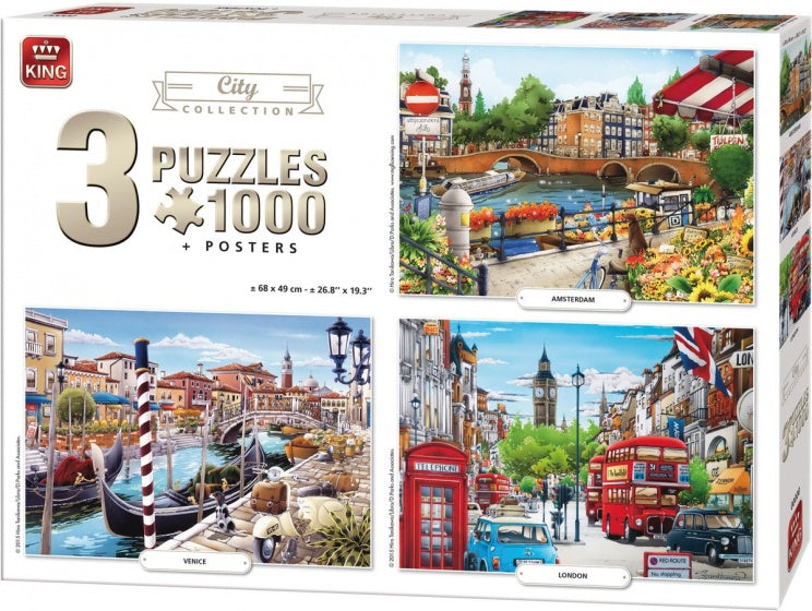 legpuzzel City Collection 3 puzzels 1000 stukjes