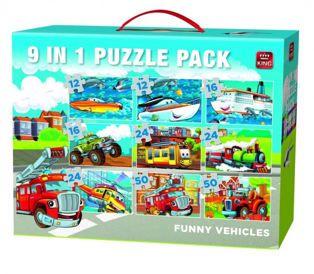 legpuzzel Funny Vehicles 9-in-1 12-50 stukjes