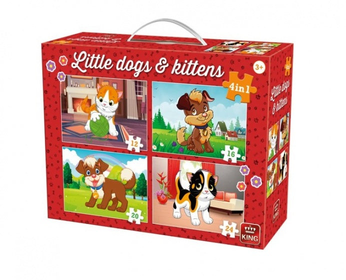 legpuzzels 4-in-1 Dogs & Kittens 12-24 stukjes