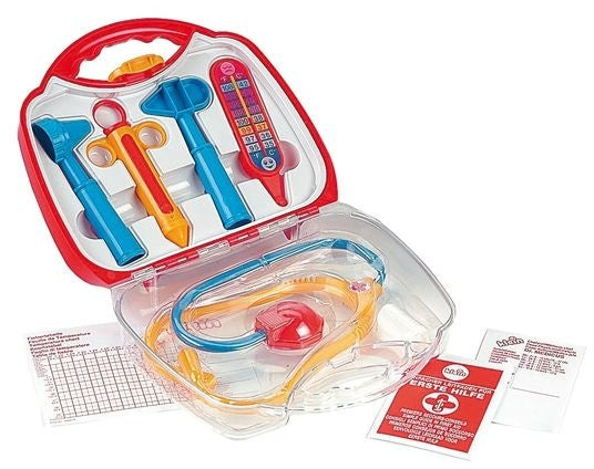 dokterskoffer 8-delig transparant rood/wit