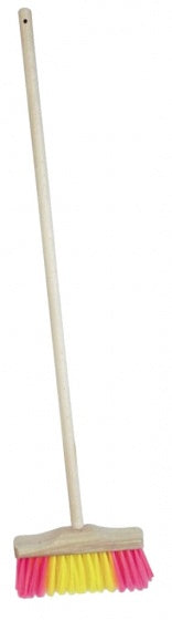 houten bezem geel/roze 60 cm