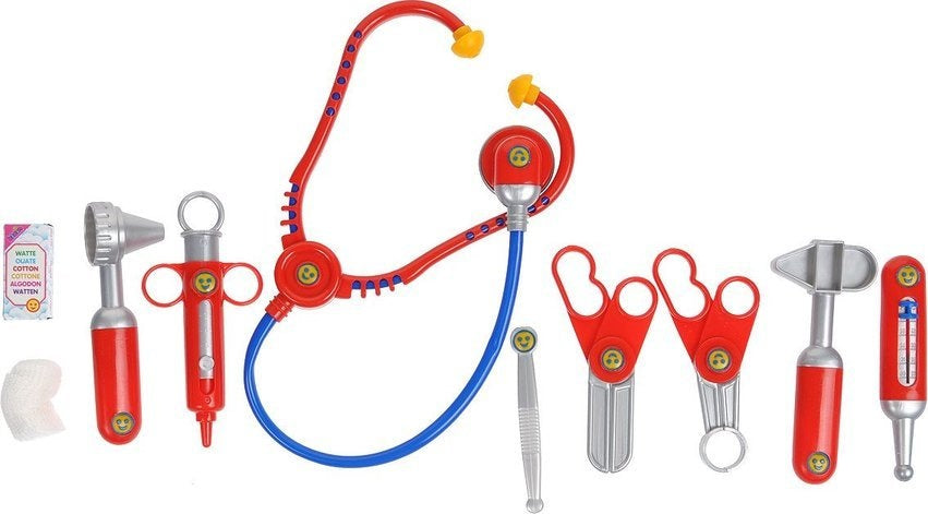 transparant dokterskoffertje en inhoud 11-delig 27 cm