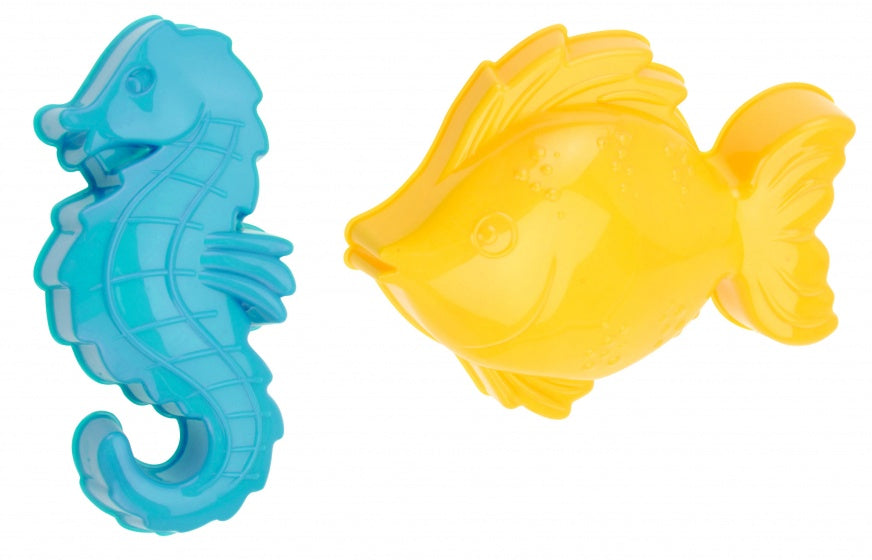 zandvormpjes 2 stuks blauw/geel