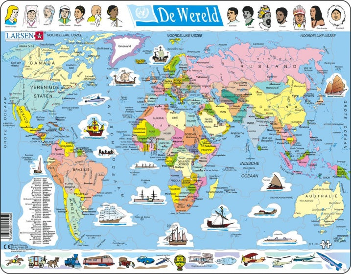 legpuzzel Maxi Wereld junior karton 107 stukjes